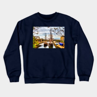 Charlestown Tall Ships Harbor, Cornwall, UK Crewneck Sweatshirt